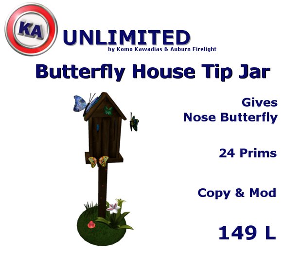 Second Life Marketplace KA Butterfly House Tip Jar